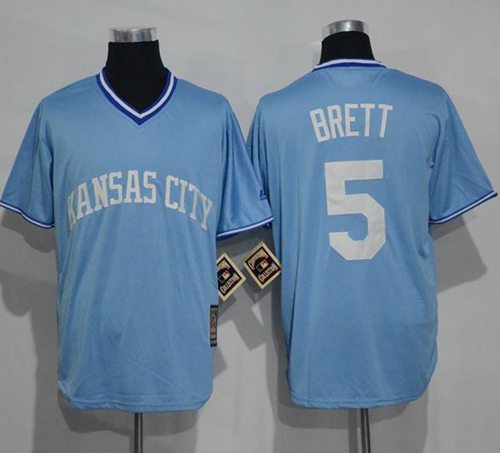 Royals #5 George Brett Light Blue Cooperstown Stitched MLB Jersey - Click Image to Close